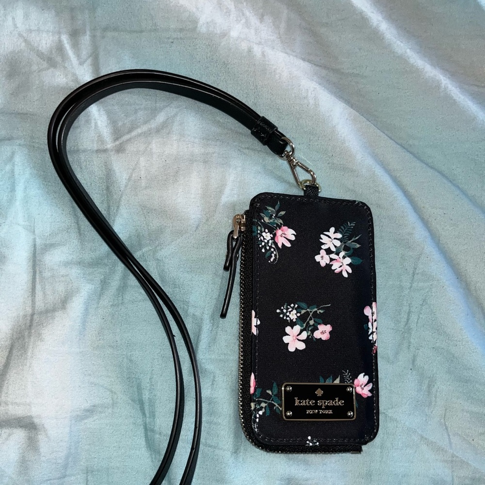 kate spade flora black nylon card holder